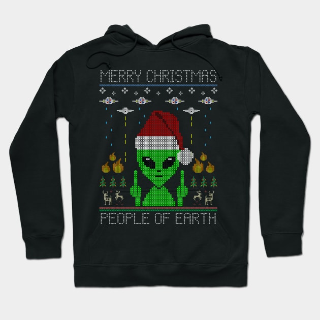 Merry Christmas People of Earth Hoodie by HSDESIGNS